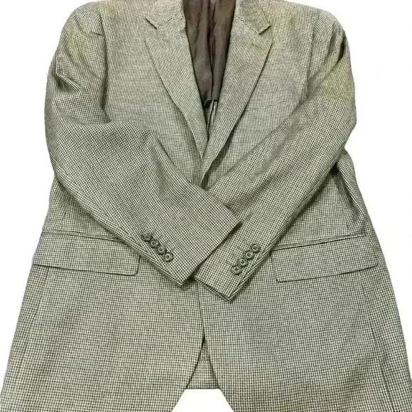 Ralph Lauren 43R Blazer Silk, Cashmere , Wool Suit Jacket Houndstooth Brown - Picture 8 of 8